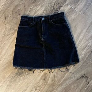 Brandy Melville Black Frayed Mini Skirt